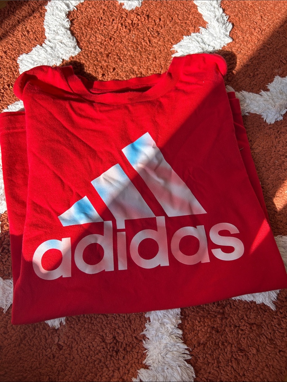 adidas Youth Red Tee with White Logo